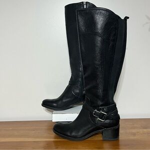 Marc Fisher Knee High Riding Boots Womens 9 M Pebbled Black Leather‎ Equestrian